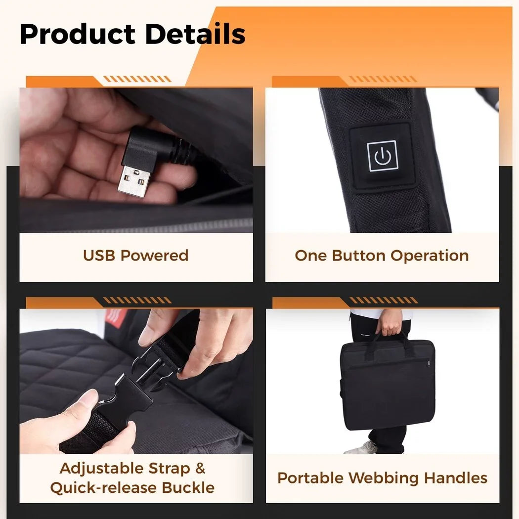 Portable Foldable Heated Seat Cushion, USB Crimson Heating Seat Pad, Heated Stadium Seat, Folding Heated Seat Cushion for Winter Outdoor Activities, Camping, Fishing, Hunting