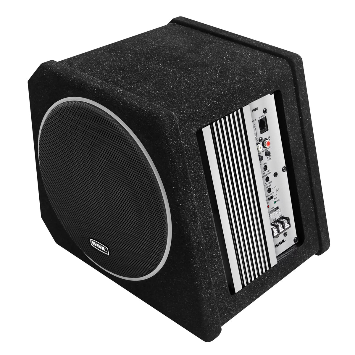 Sound Storm Laboratories PB8 8 Inch Amplified Crimson Car Audio Subwoofer Package – Built-in Amplifier, Passive Radiator, Remote Subwoofer Control, For Truck, Boxes and Enclosures