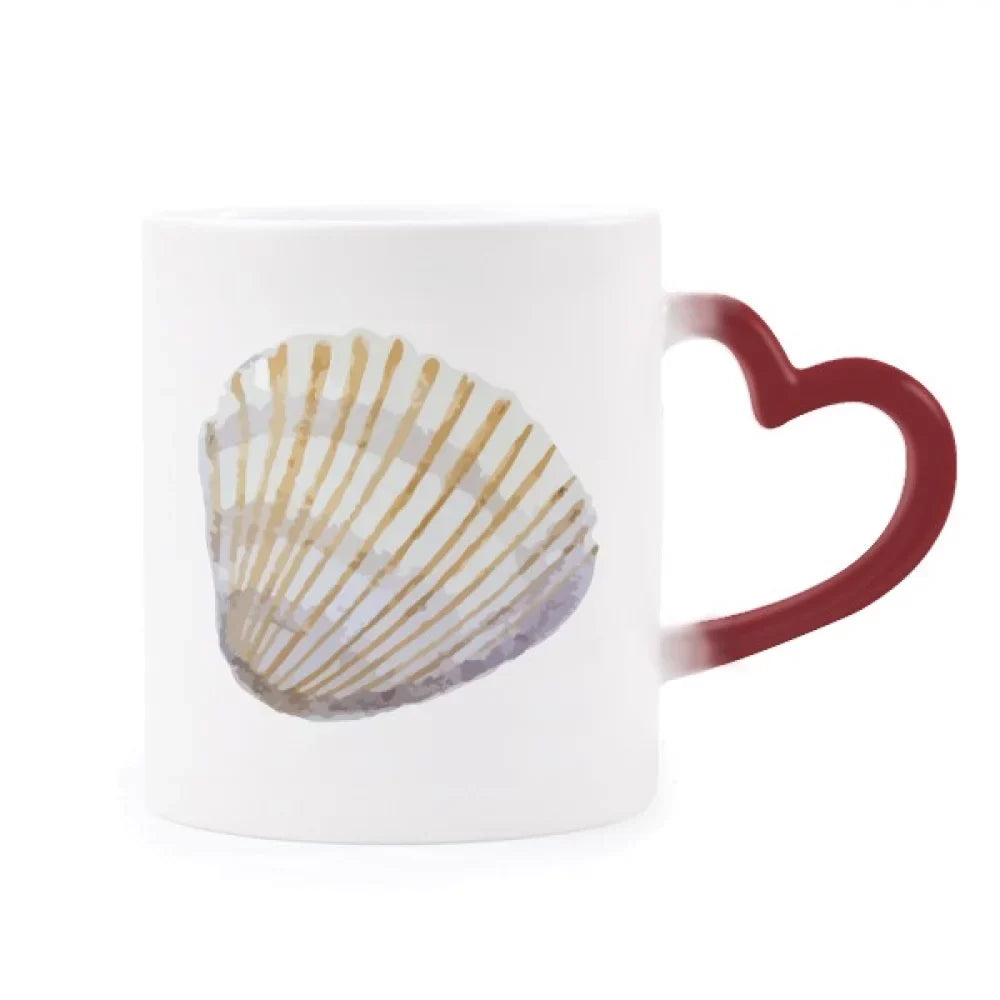 Yellow Scallop Marine Life Illustration Heat Sensitive Mug Burgundy Color Changing Stoneware Cup