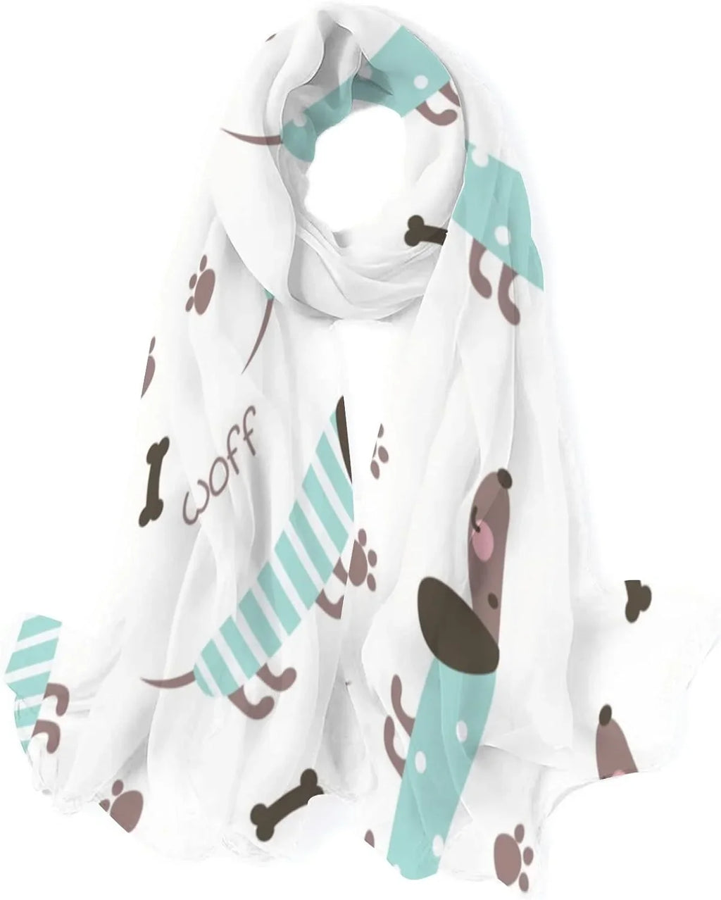 Hyjoy Dachshunds And Bones Long Silk Neck Scarf Lightweight Shawl Wrap Scarves for Female Girls