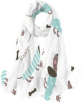 Hyjoy Dachshunds And Bones Long Silk Neck Scarf Lightweight Shawl Wrap Scarves for Female Girls