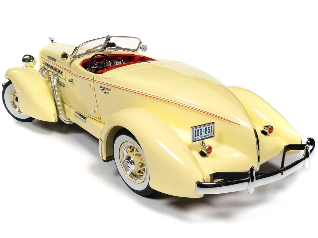 Autoworld AW297 1-18 Diecast 1935 Auburn 851 Speedster Model Car, Cream with Crimson
