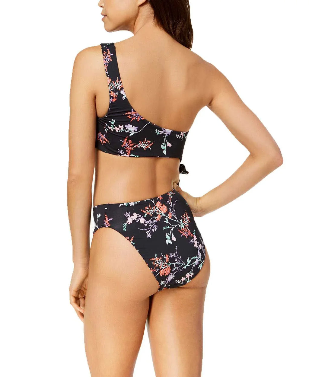 Bar Iii Black Multi Reversible One-Shoulder Cutout One-Piece Swimsuit XL