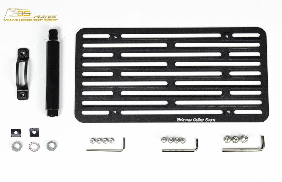 Extreme Online Store Replacement for 2016-Present Mazda Miata ND | EOS Plate Version 2 Full Proportion Front Bumper Tow Hook License Relocator Mount Bracket