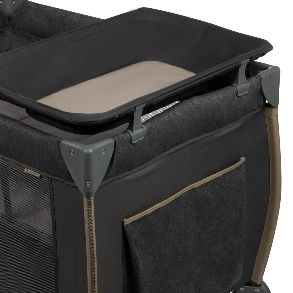 Monbebe Play Yard with Full Dimensions Rocking Bassinet, Castle Point