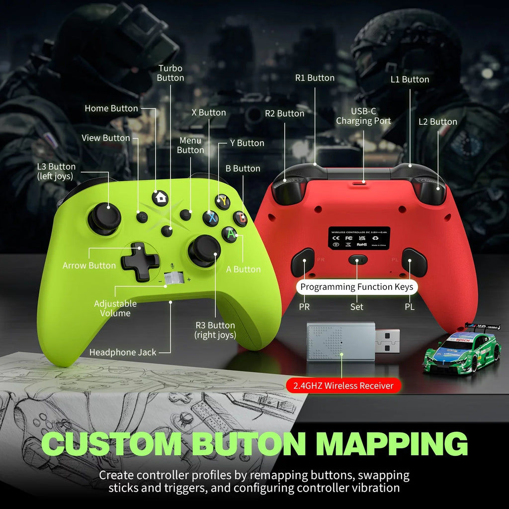 2 Pack Wireless Xbox Controller for Xbox One, Xbox One X/S, Xbox Series X/S, Windows PC 10/11 Gamepad with Audio Jack & Volume Button/Turbo/Macro/Motion Control & Rechargeable Battery - Burgundy