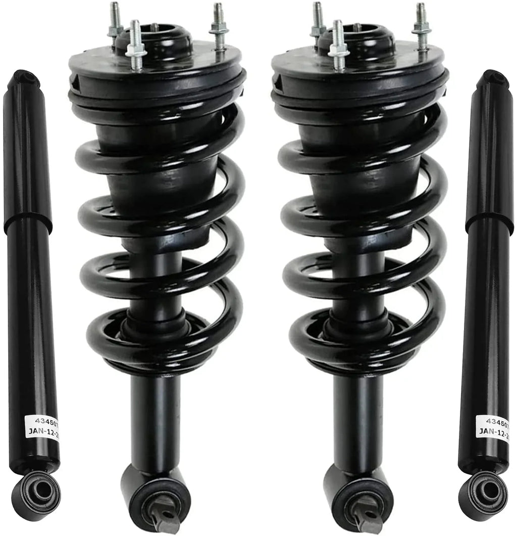Detroit Axle - Struts Shocks for 2007-2013 GMC Chevy Silverado Sierra 1500 [Exc. Electronic Susp.] Complete 2 Front Struts w/Coil Spring 2 Rear Shock Absorbers 2008 2009 2010 2011 2012 Replacement