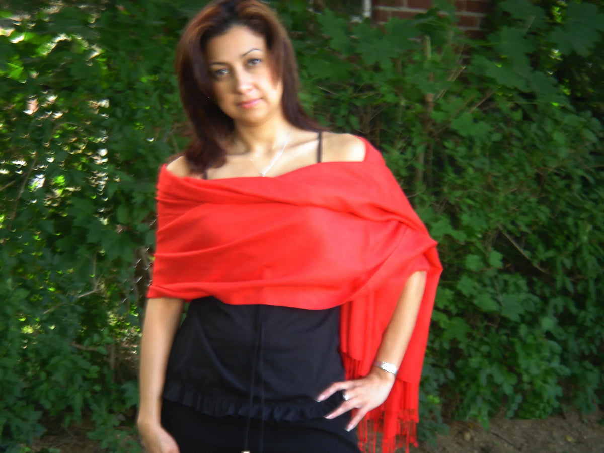 Scarf/Scarves/Shawl/Shawls/Stole/Wrap/Pashmina Scarf/Pashmina Shawl/Cashmere/Cashmere Scarf/Wool/Silk (Lipstick Crimson