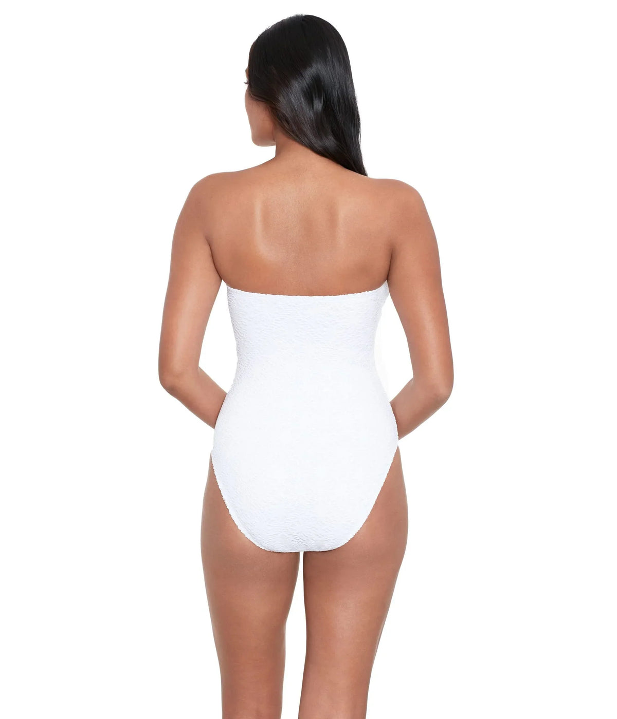 LAUREN Ralph Lauren Feminine Crochet Ring Bandeau One-Piece White 14