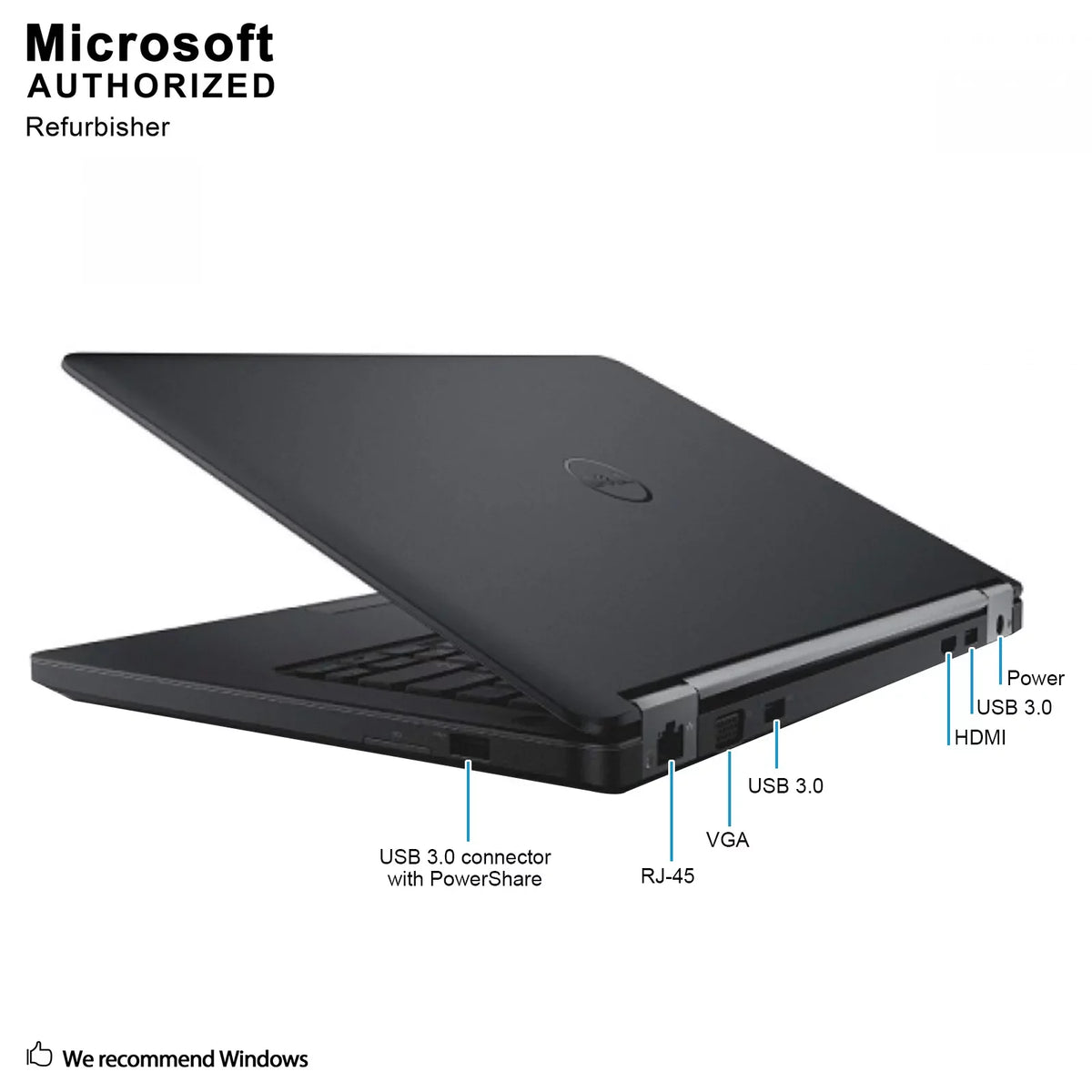 Dell Latitude E5450 14.0 Laptop, Intel Core I3-5010U 2.1Ghz, 8G DDR3L, 500G, USB 3.0, VGA, HDMI, W10P64-Multi Languages Support (EN/ES/FR), 1 year warranty Used Grade A