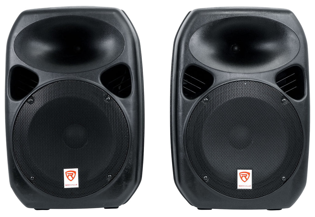 Rockville RPG122K 12" Portable PA System 2 Burgundy Speakers Bluetooth+Mic+Stands