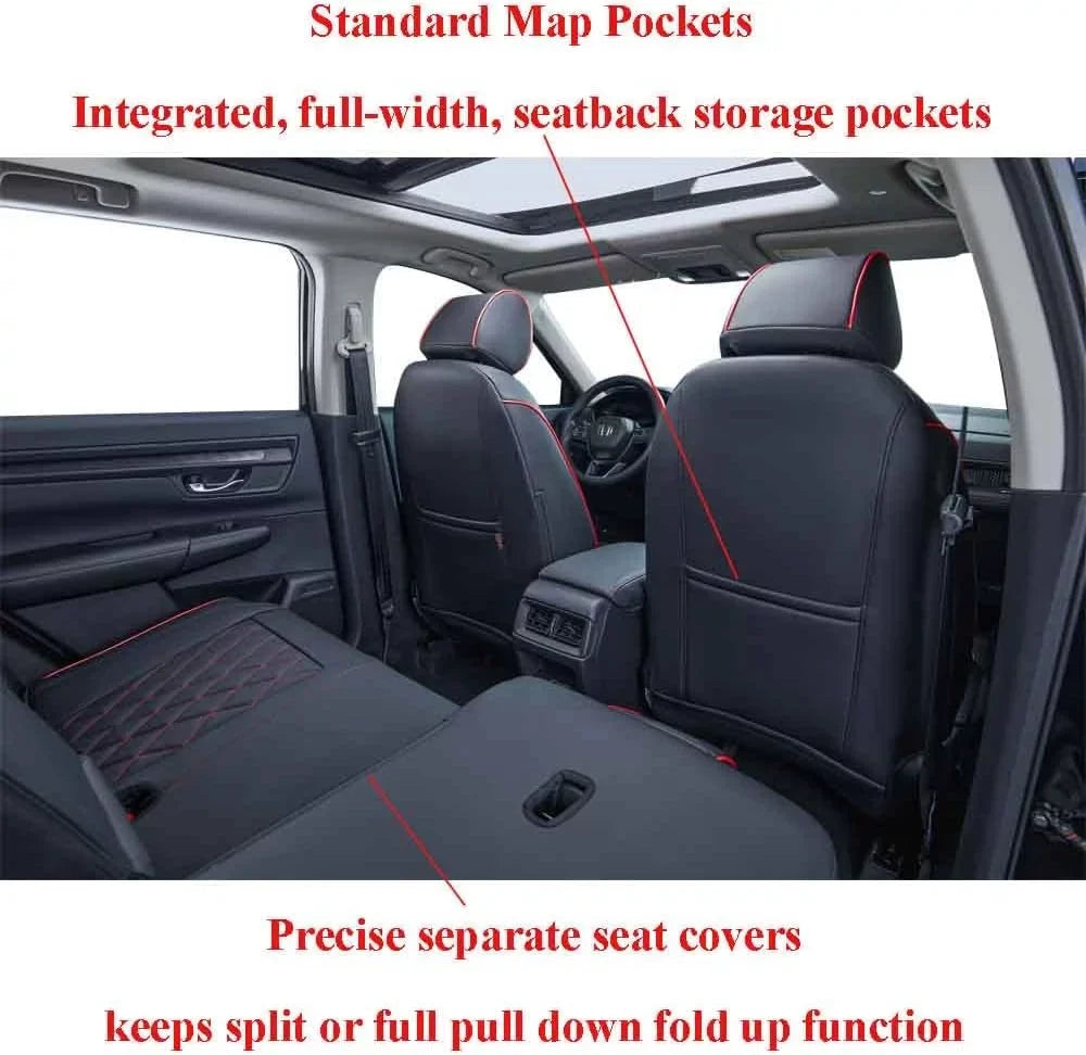 EKR Custom Fit HRV Car Seat Covers for Honda HRV Sport,EX,EXL,Touring 2019 2020 2021 2022 - Full Set Leatherette(Black with Burgundy Piping)