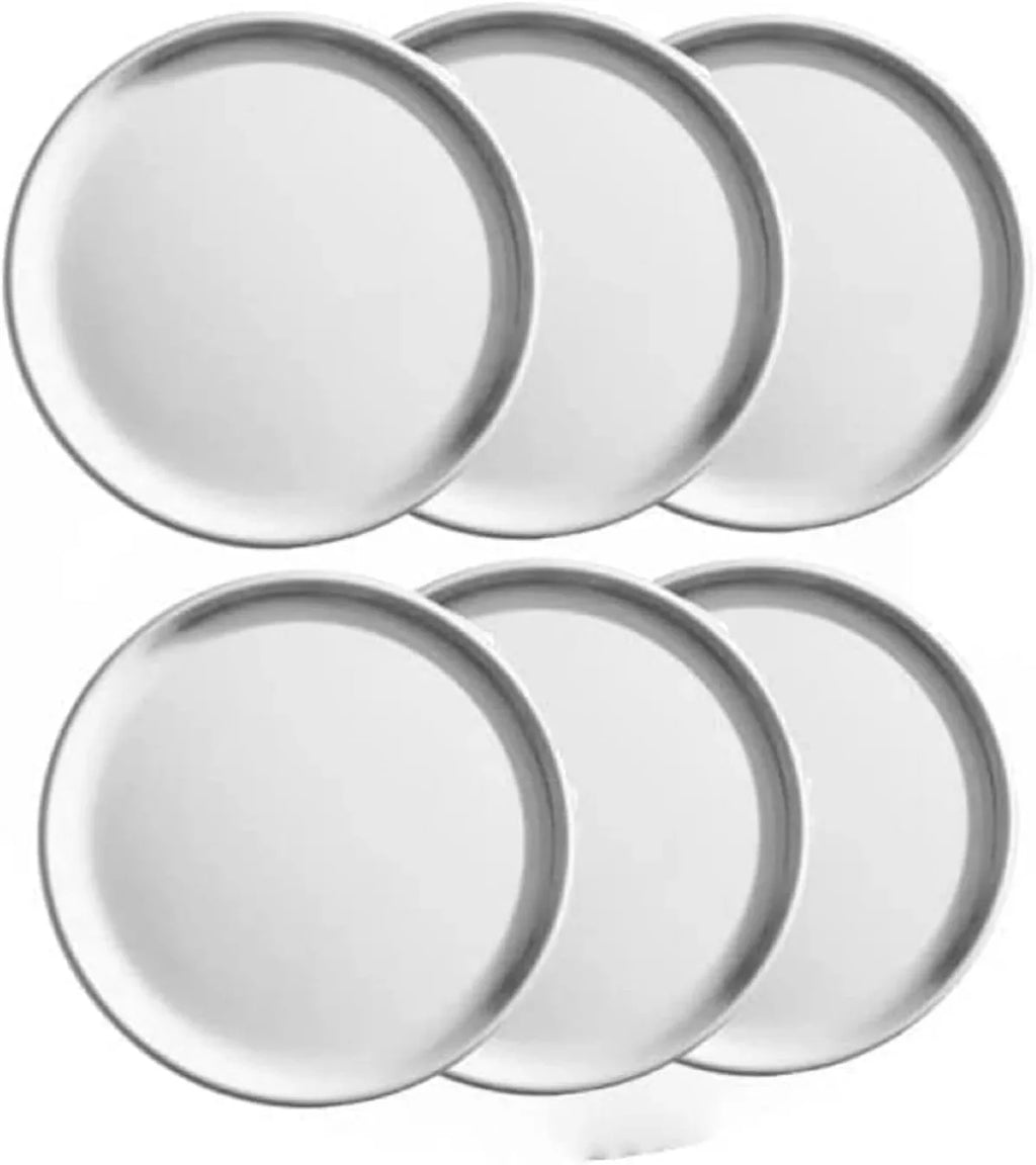 TrueCraftware- Set of 6 Aluminum 9” Pizza Tray Pan Coupe Style - Bakeware Round Pizza Pan Pizza Tray Baking Tray Round Baking Tray for Home Kitchen Pizzeria & Restaurants