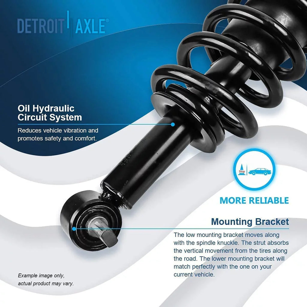 Detroit Axle - Struts Shocks for 2007-2013 GMC Chevy Silverado Sierra 1500 [Exc. Electronic Susp.] Complete 2 Front Struts w/Coil Spring 2 Rear Shock Absorbers 2008 2009 2010 2011 2012 Replacement