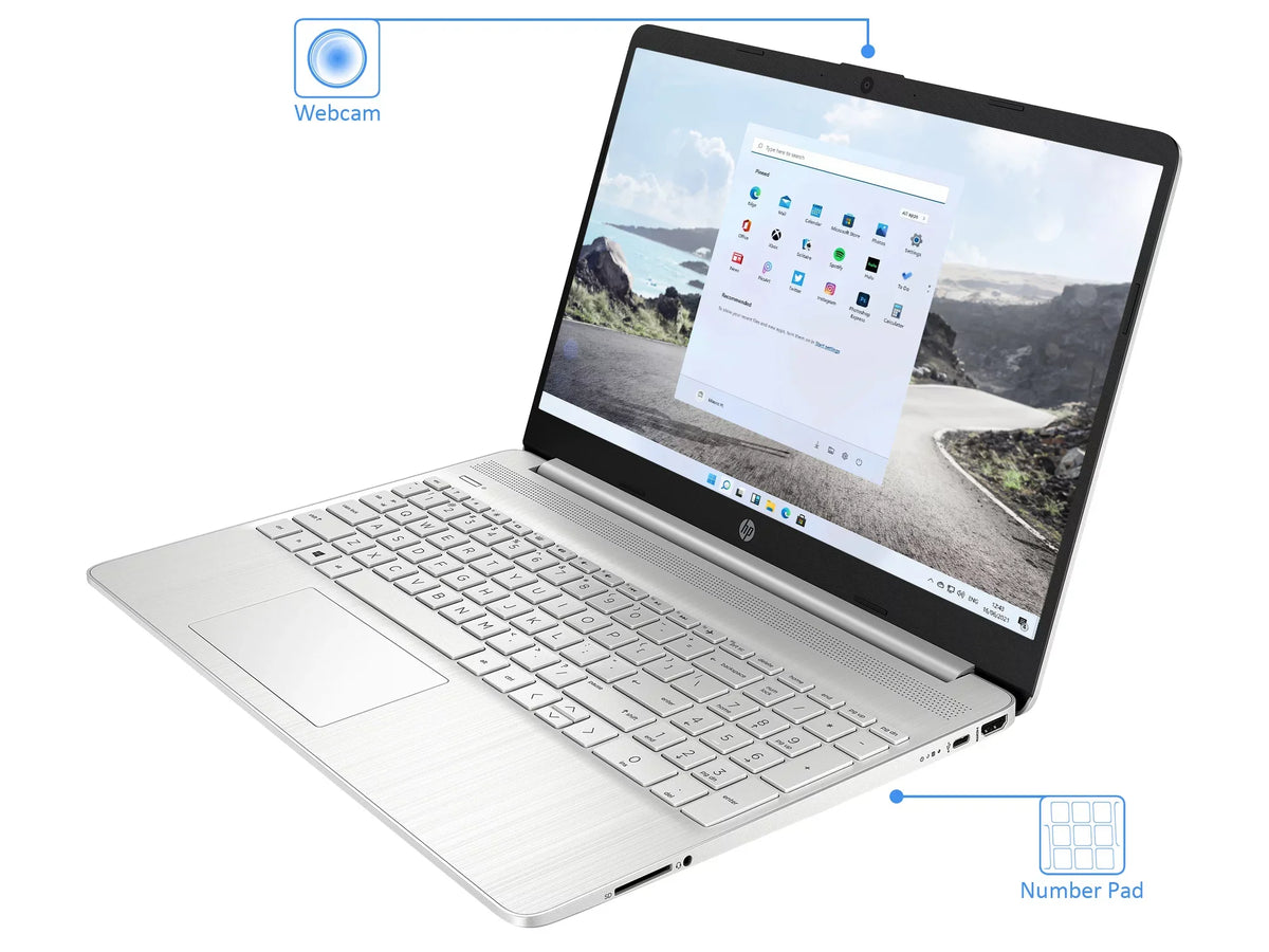 HP 15 Laptop, 15.6" HD Display, AMD Ryzen 3 5300U Upto 3.8GHz, 8GB RAM, 512GB NVMe SSD, Vega 6, HDMI, Card Reader, Wi-Fi, Bluetooth, Windows 11 Pro