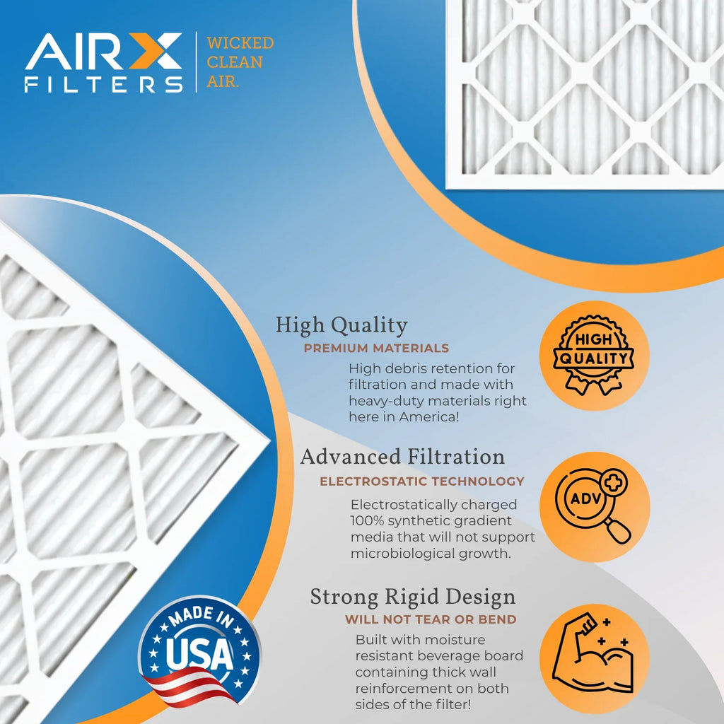 10x20x1 Air Filter MERV 13 Comparable to MPR 1500 - 2200 & FPR 9 Electrostatic Pleated Air Conditioner Filter 6 Pack HVAC AC Premium USA Made 10x20x1 Furnace Filters by AIRX FILTERS WICKED CLEAN AIR.