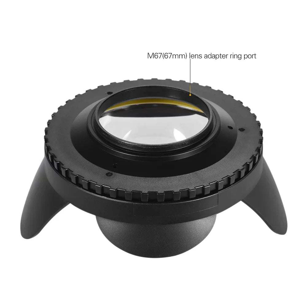 MEIKON Dome Port,Shade Cover 60m/ Lens Port Case Cover 60m/ 197ft Wide Lens Port Round Adapter Camera Case Shade Cover Port Case Shade 197ft Waterproof 67mm Fisheye Wide Lens 60m/ 197ft Waterproof