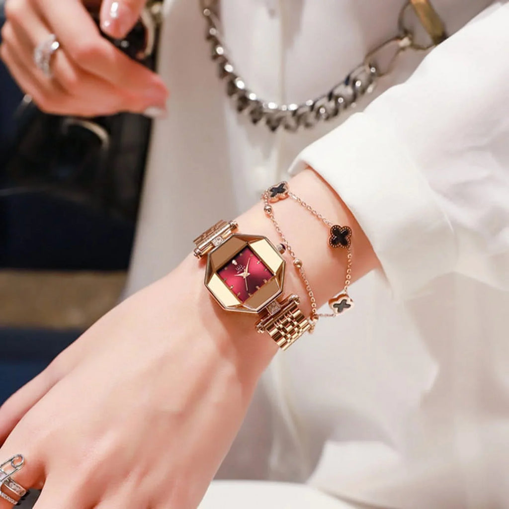 Luxury Brand Diamond Ladies Watches Gold Quartz Ladies Wrist Watches Stainless Steel Clock Female Watch Relogio Feminino 2022 - Quartz Wristwatches