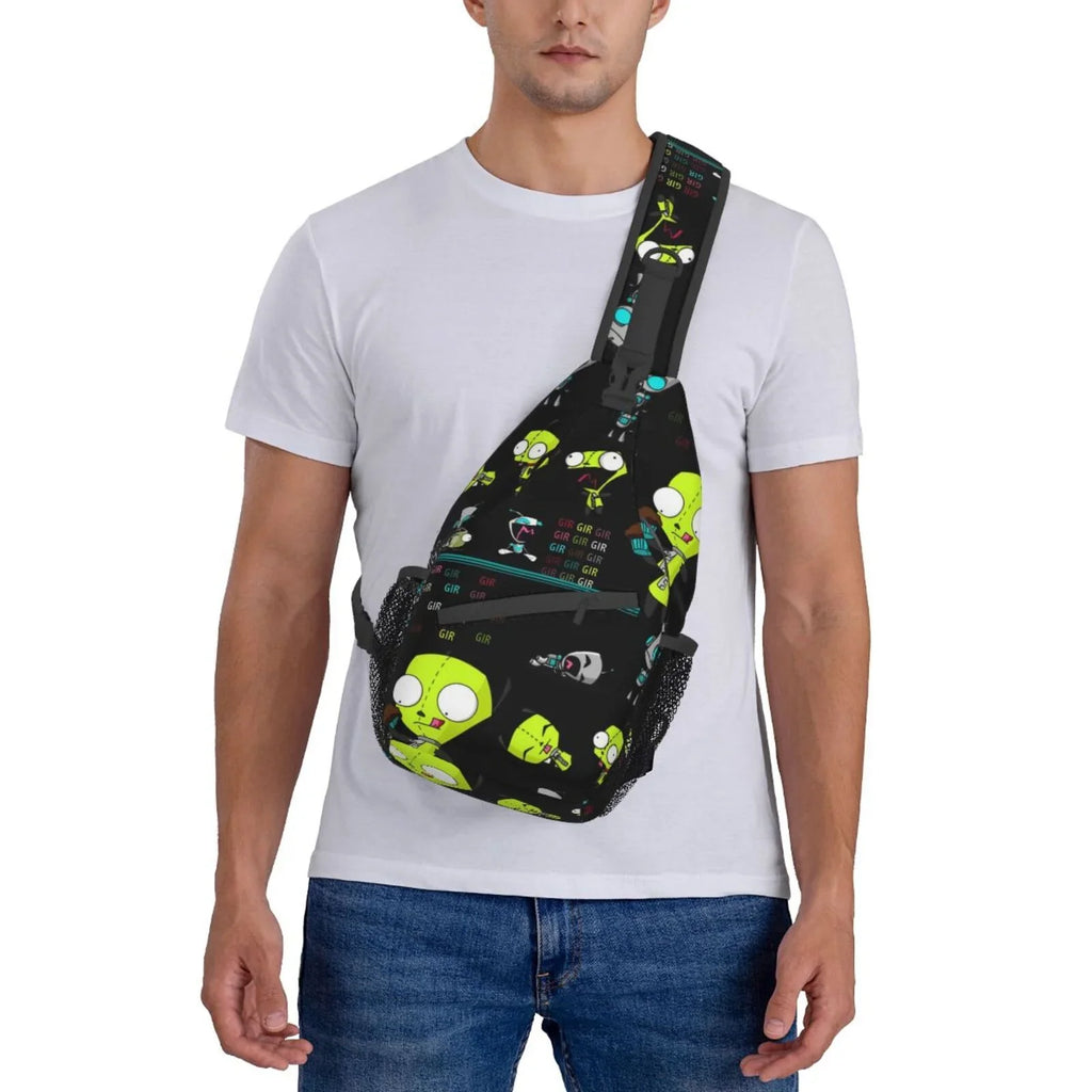Invader Zim Show Planet Sling Bag Crossbody Backpack Chest Bags Diagonally Travel Daypack For Girls Men Adults Teen